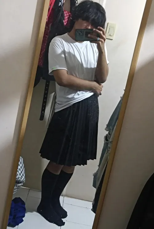 Thumbnail Empowering Journey: First-time Sporting Semi Long Skirts in Femboy Fashion by Gelouwu