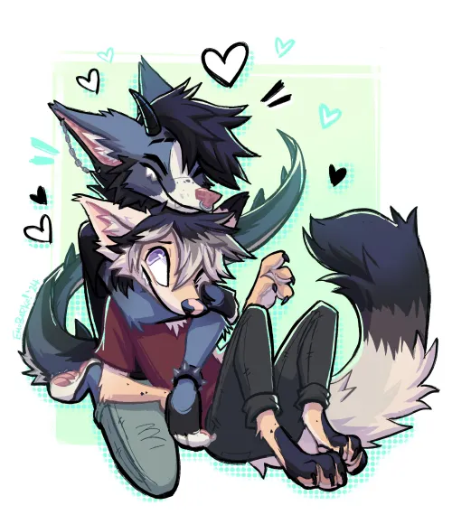 Thumbnail Cute Couple Commission by glawg | Unique Furry Art