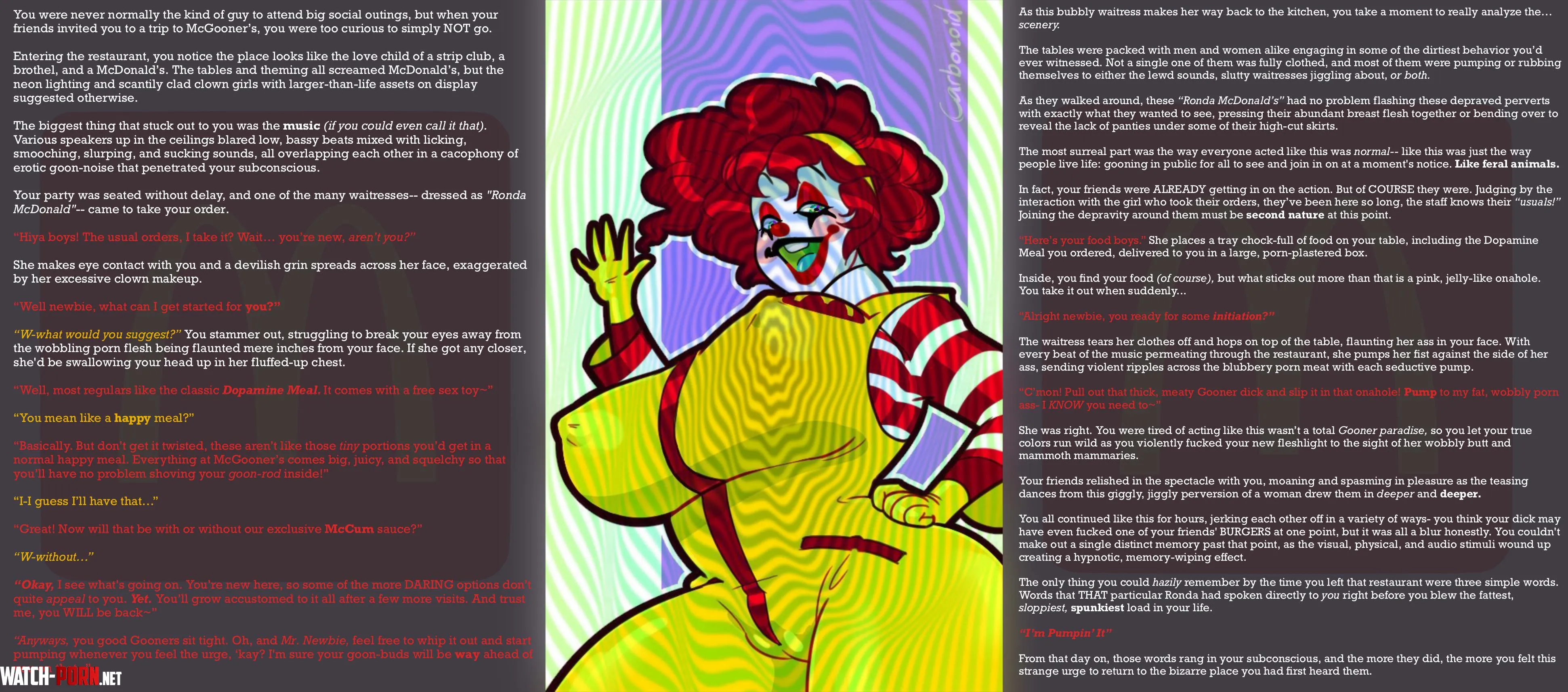 McGooners Gooning Teasing Brothel Exhibitionism Public Masturbation Group Masturbation JerkOff Encouragement Hypnosis Assnosis Thick Clown Girl BurgerFucking Mild Humor Artist Carbonoid  by Primary-Original3990