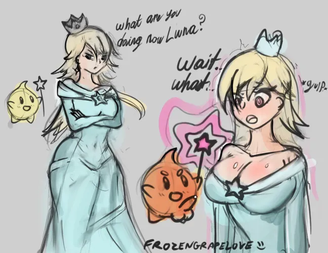 Thumbnail HypnoHentai: Rosalina Falls Victim to a Mischievous Luna Sketch OC by FrozenGrapeLove