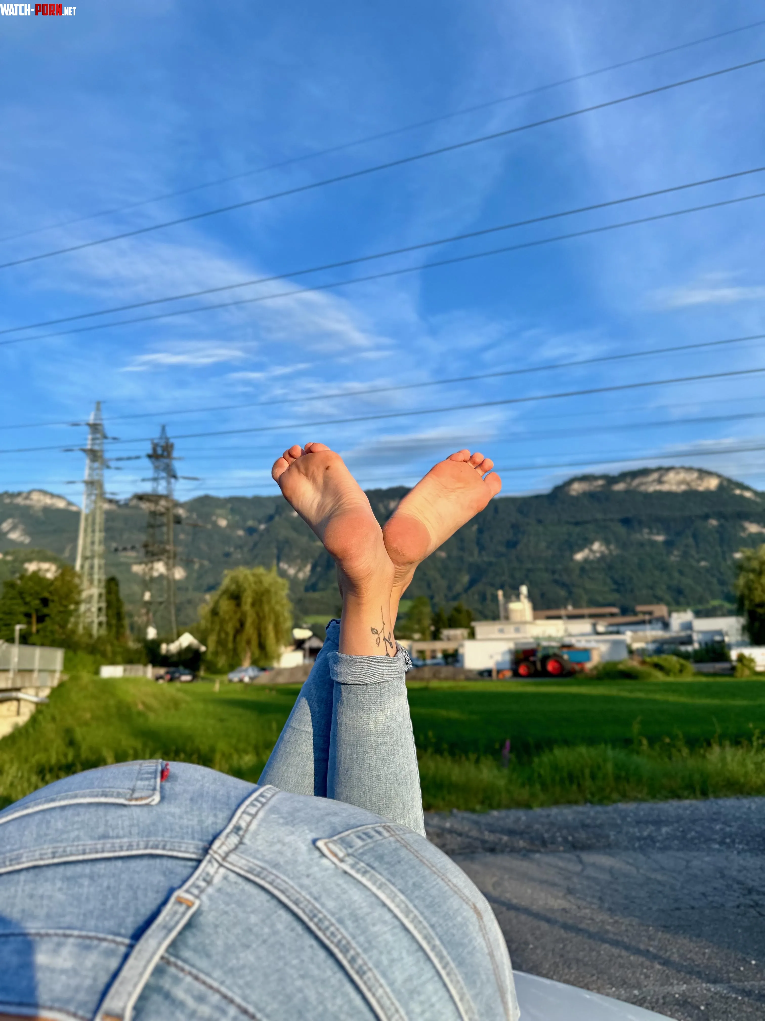 In the pose with a beautiful background and of course my soles Greetings from Germany by juliajames_jj