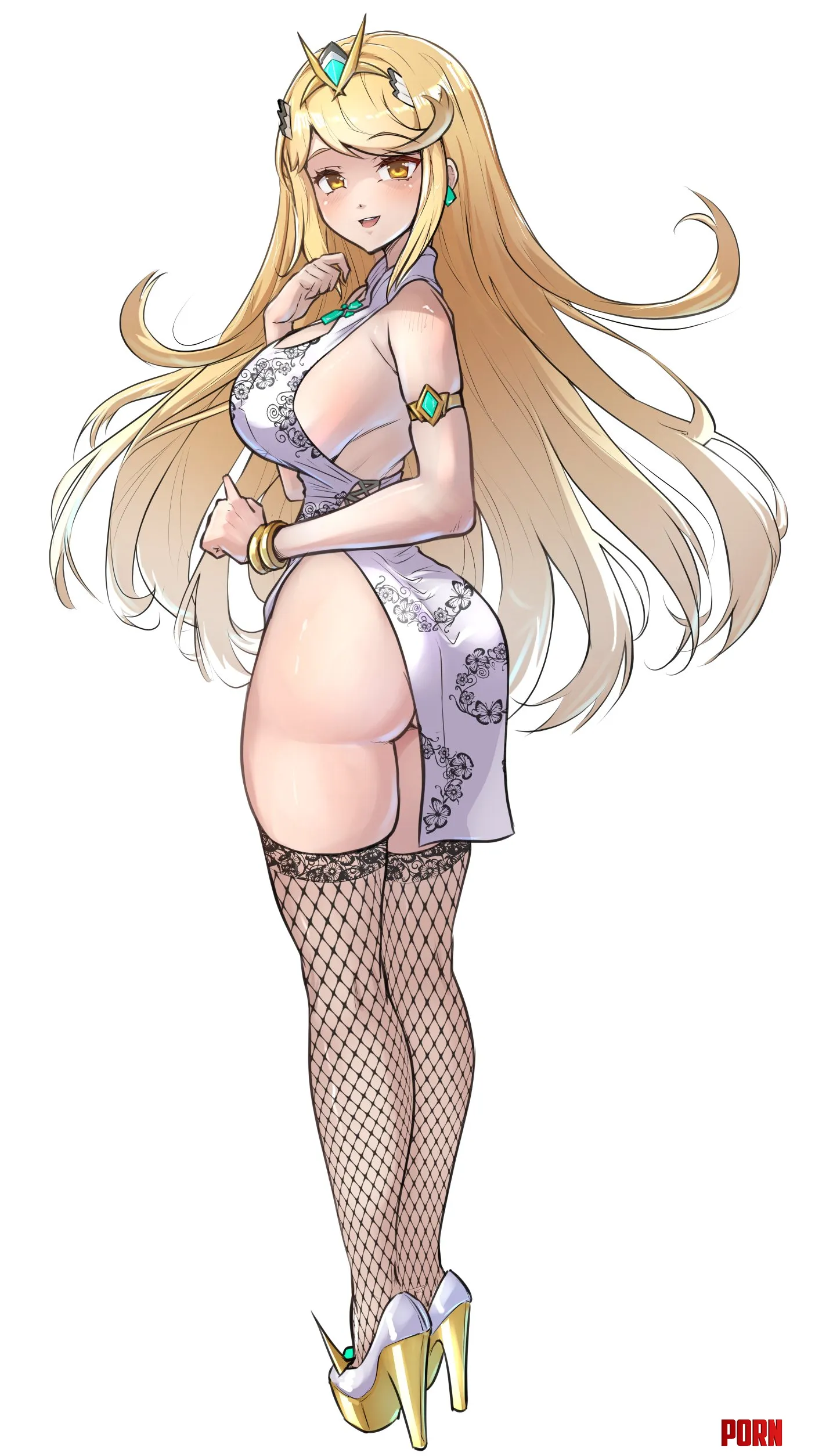 Mythra in Fishnets  by cloudyfigma