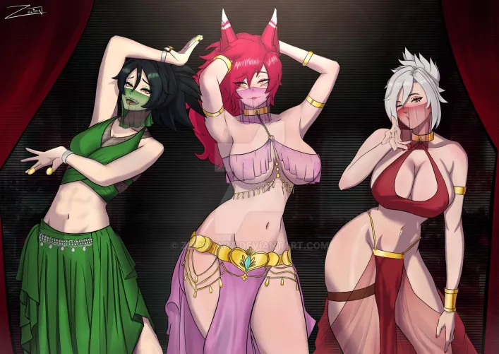 Thumbnail Short-Ad224 Presents: Belly Dancers Akali Xayah and Riven by ZelionArt in Rule34LoL