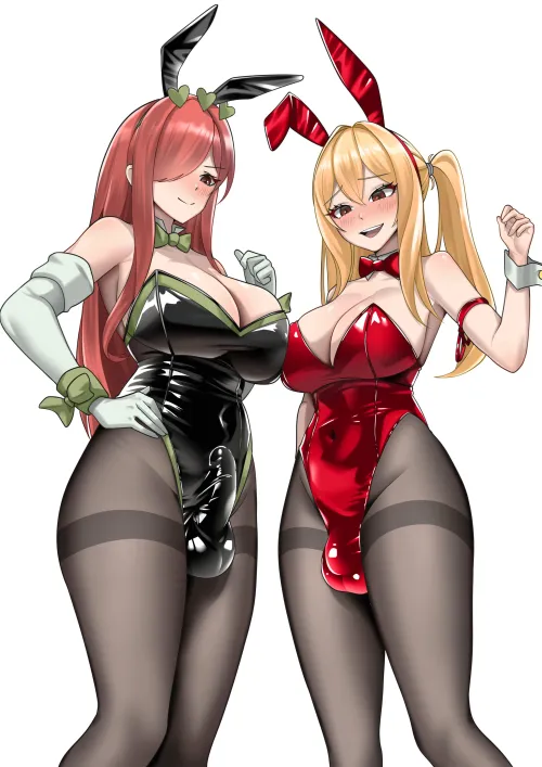 Thumbnail Double the Fun: Shiny Bunnygirl Bulges in wujack's Futanari Delight