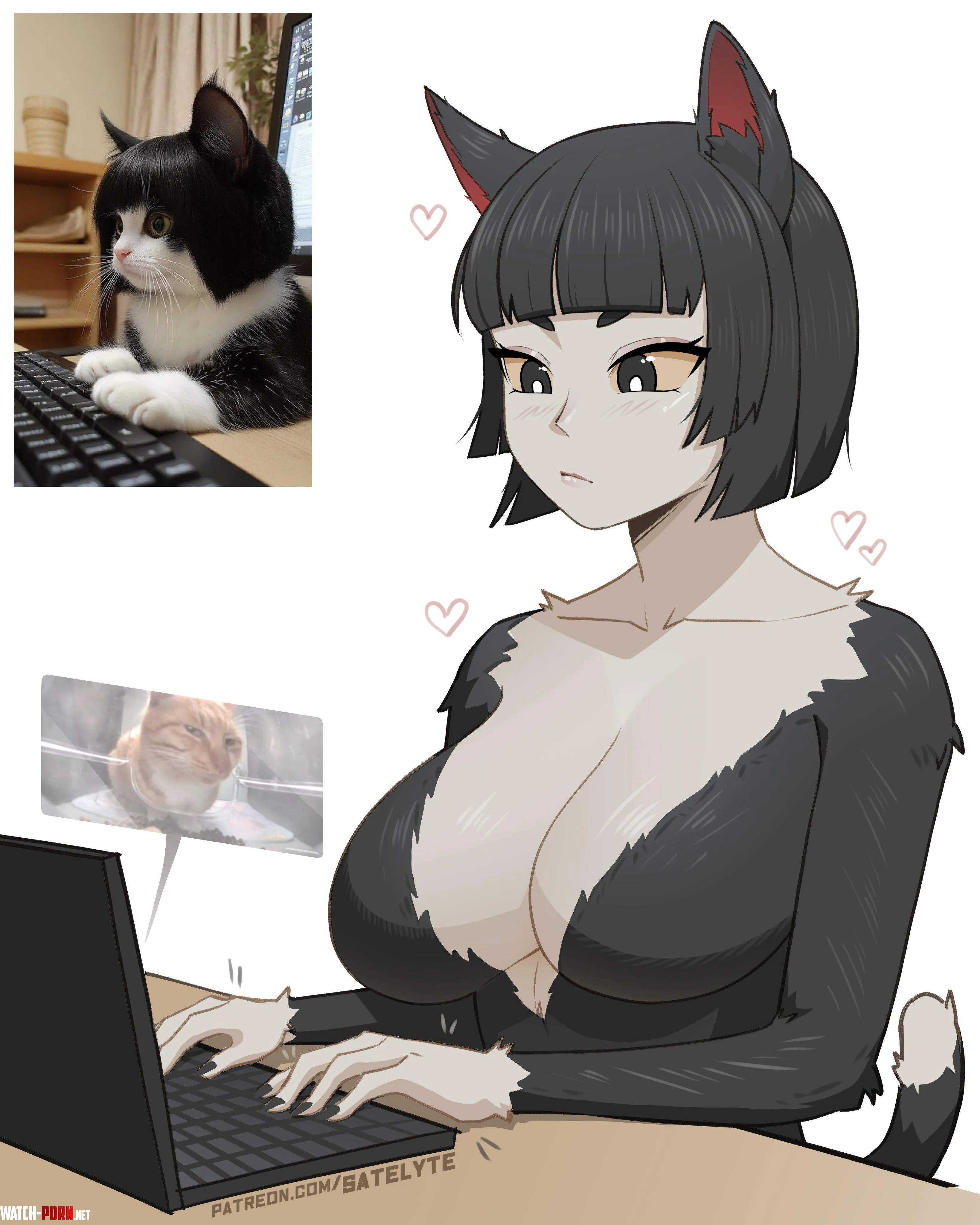 Catgirl on the Computer Satelyte by Nyafite