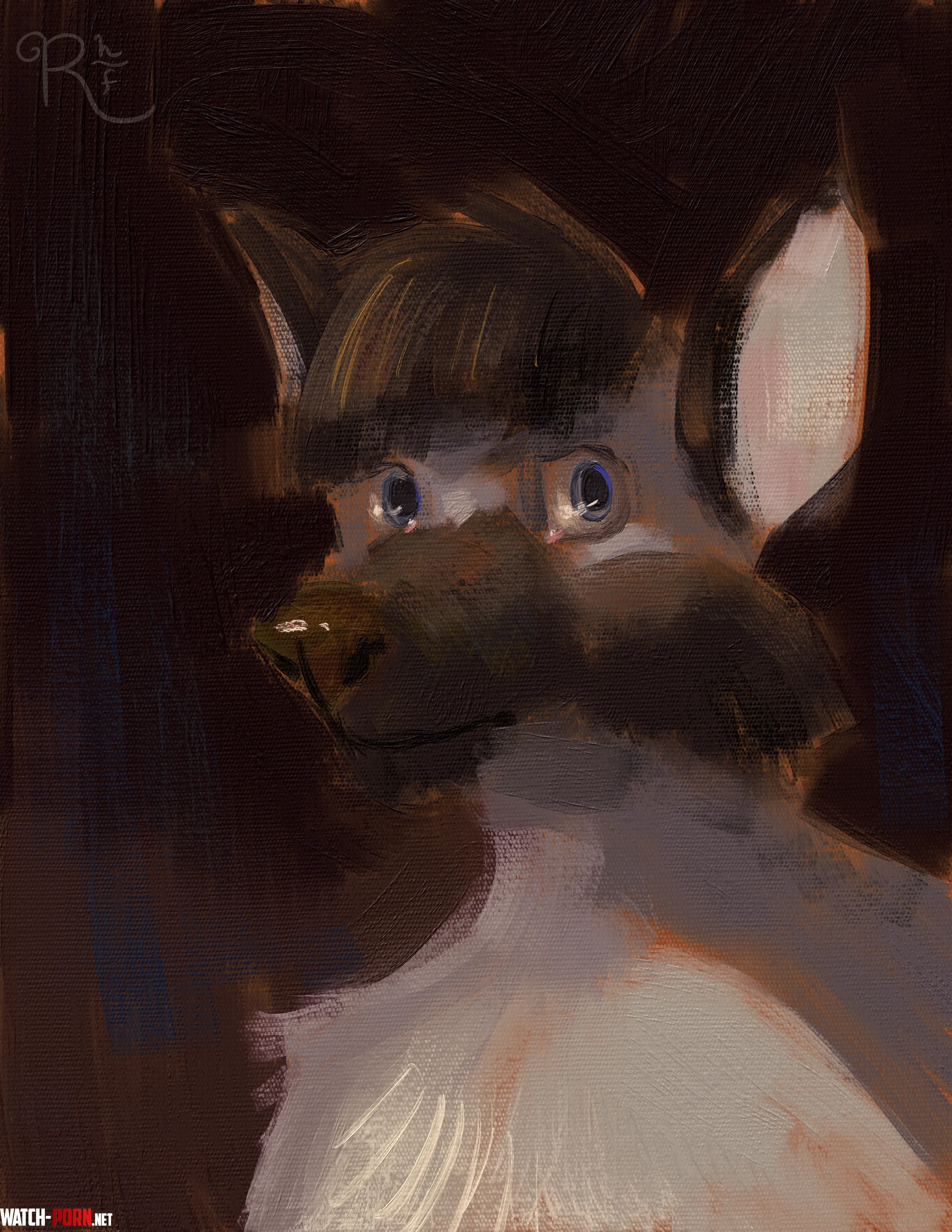 Digital oil painting of my fursona by me by RavenFoxx