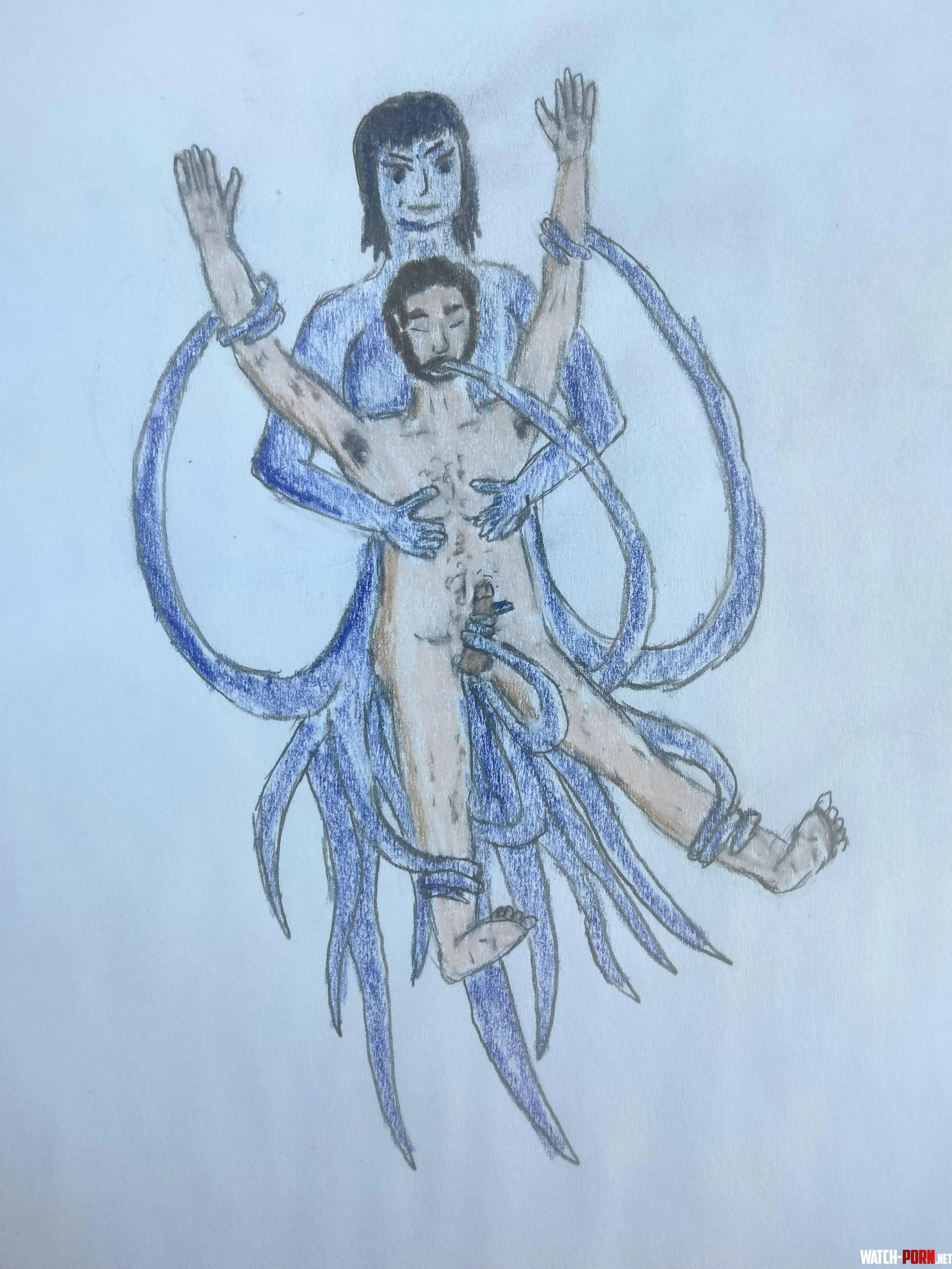 Even though Im not yet the best at figure drawing yet I wanted to start drawing my fantasies Heres my attempt at a tentacled woman playing with me by Weak-Kaleidoscope-70