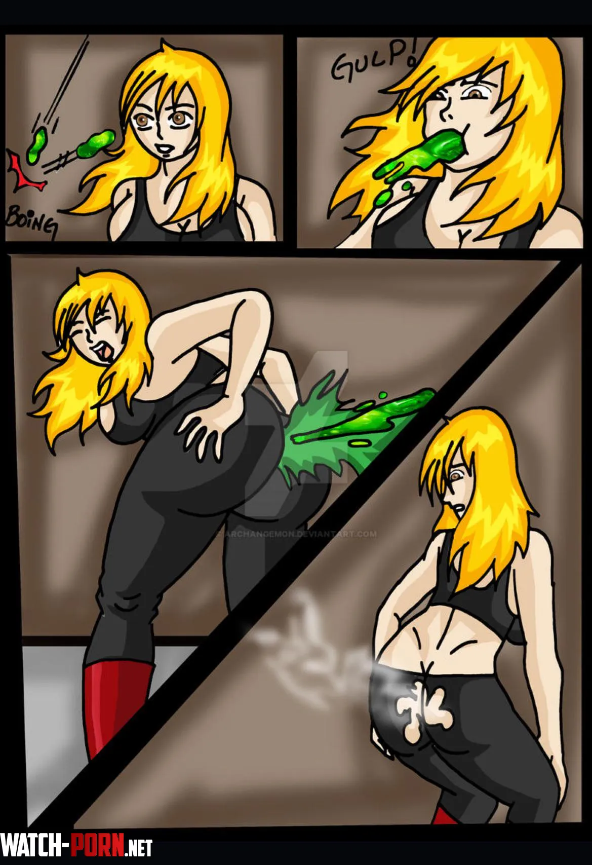 image Blonde swallowing Flubber Art By archangemon Oral Vore Unwilling Pred Vore by BitJolly6014