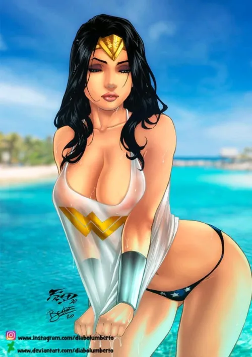 Thumbnail Beach Royalty: Wonder Woman's Adventure by Seaquences | Superheroporn