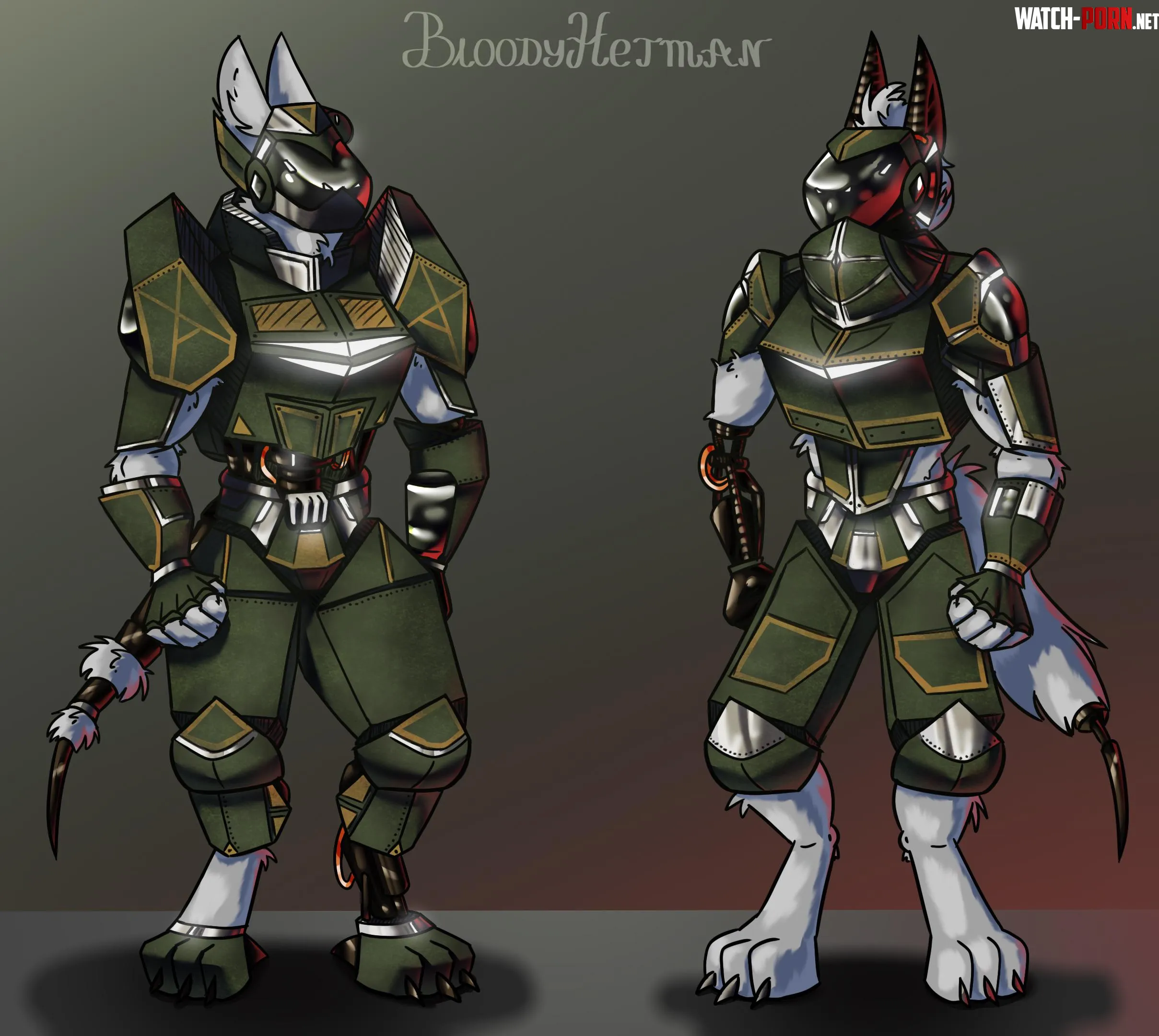 Two heavy armored protogen designs results of playing a lot of helldivers 2 lately by BloodyHetman