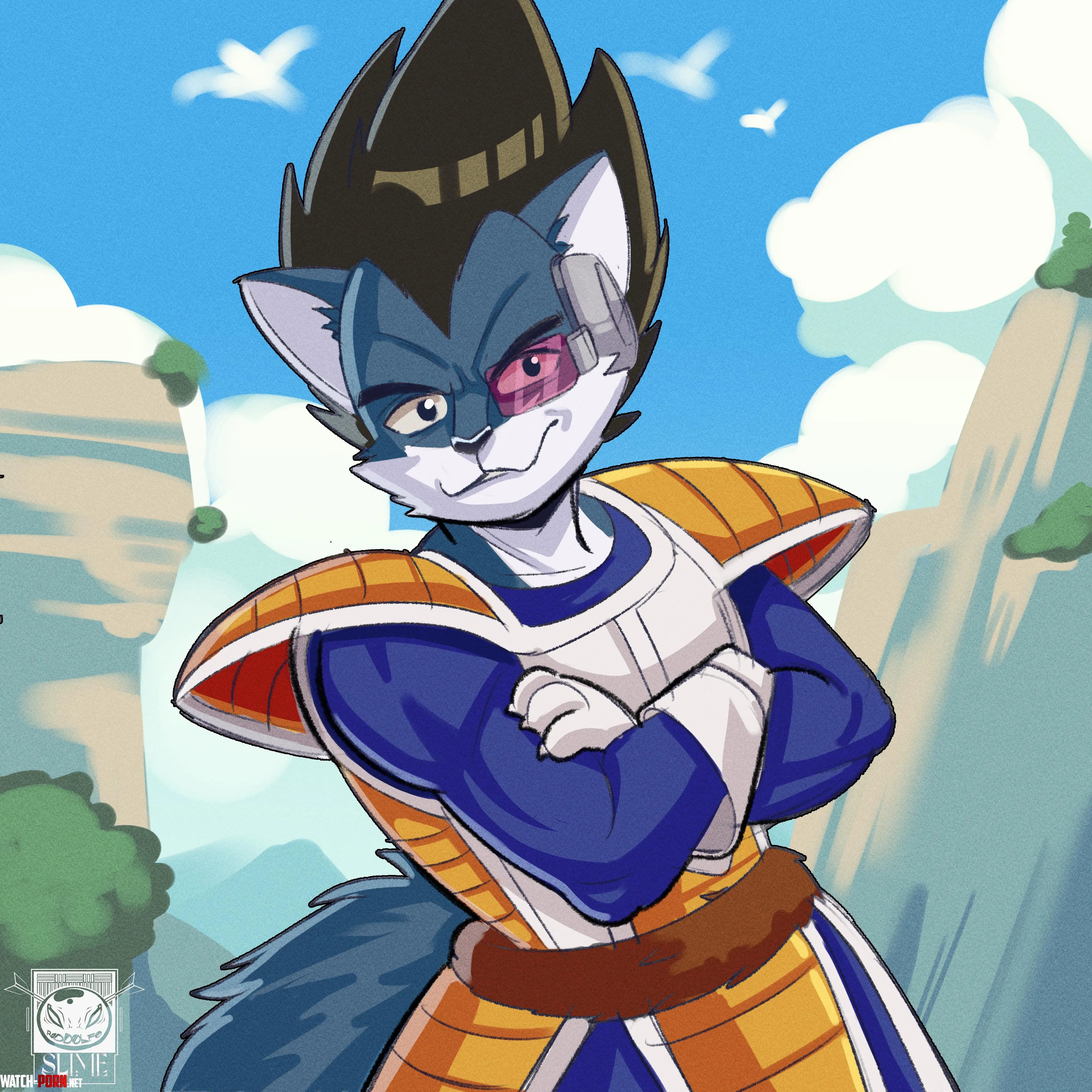 Dragon Ball Z Vegeta as a furry blue wolf Art by me  by rodolfoslime