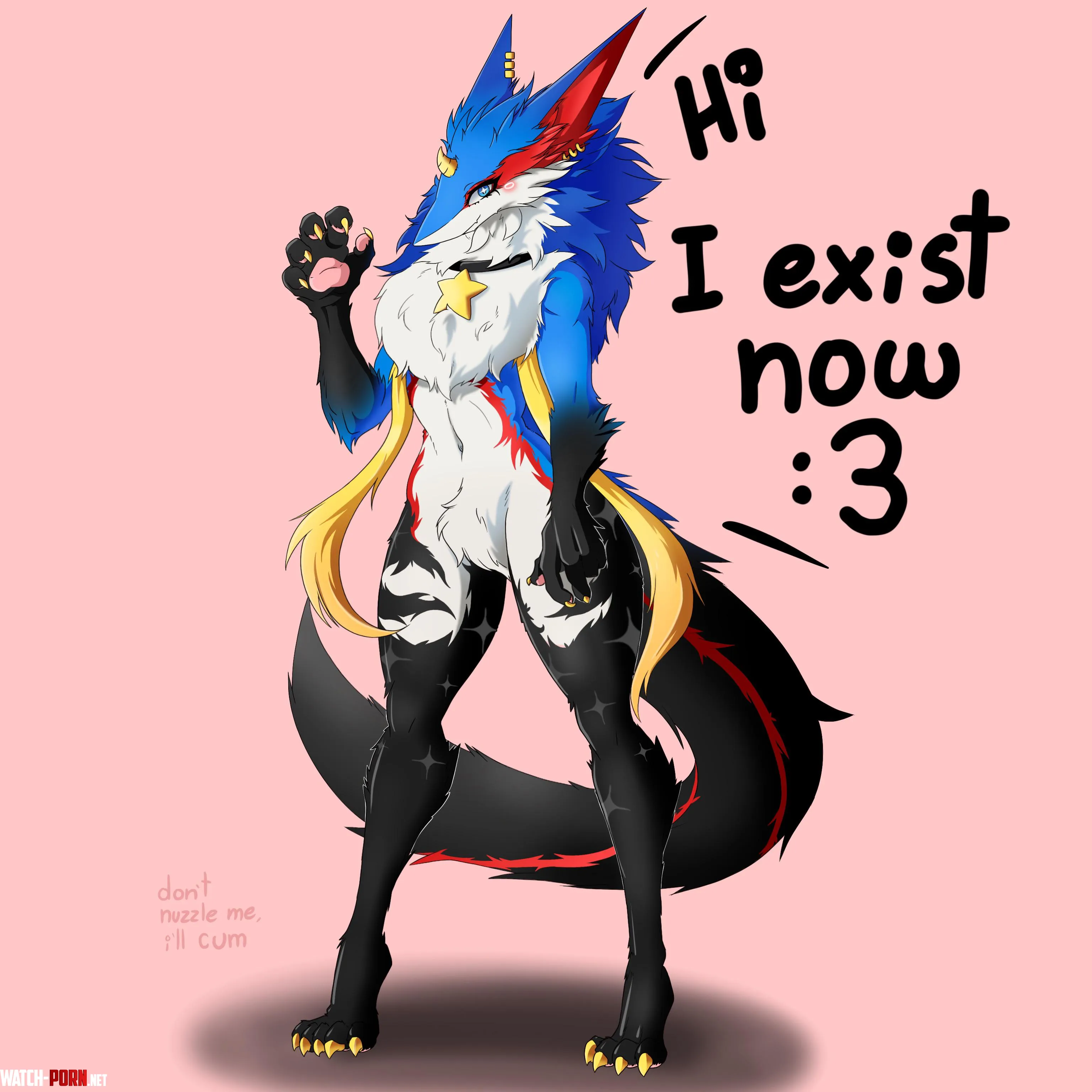 Hi I exist now art by me personal fursona by NamonStar