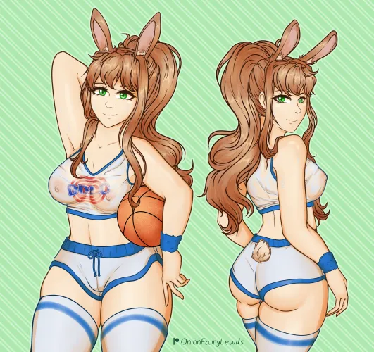 Thumbnail OnionFairyLewds: Sweaty Monika as Lola Bunny by OnionFairy99 | DDLCRule34