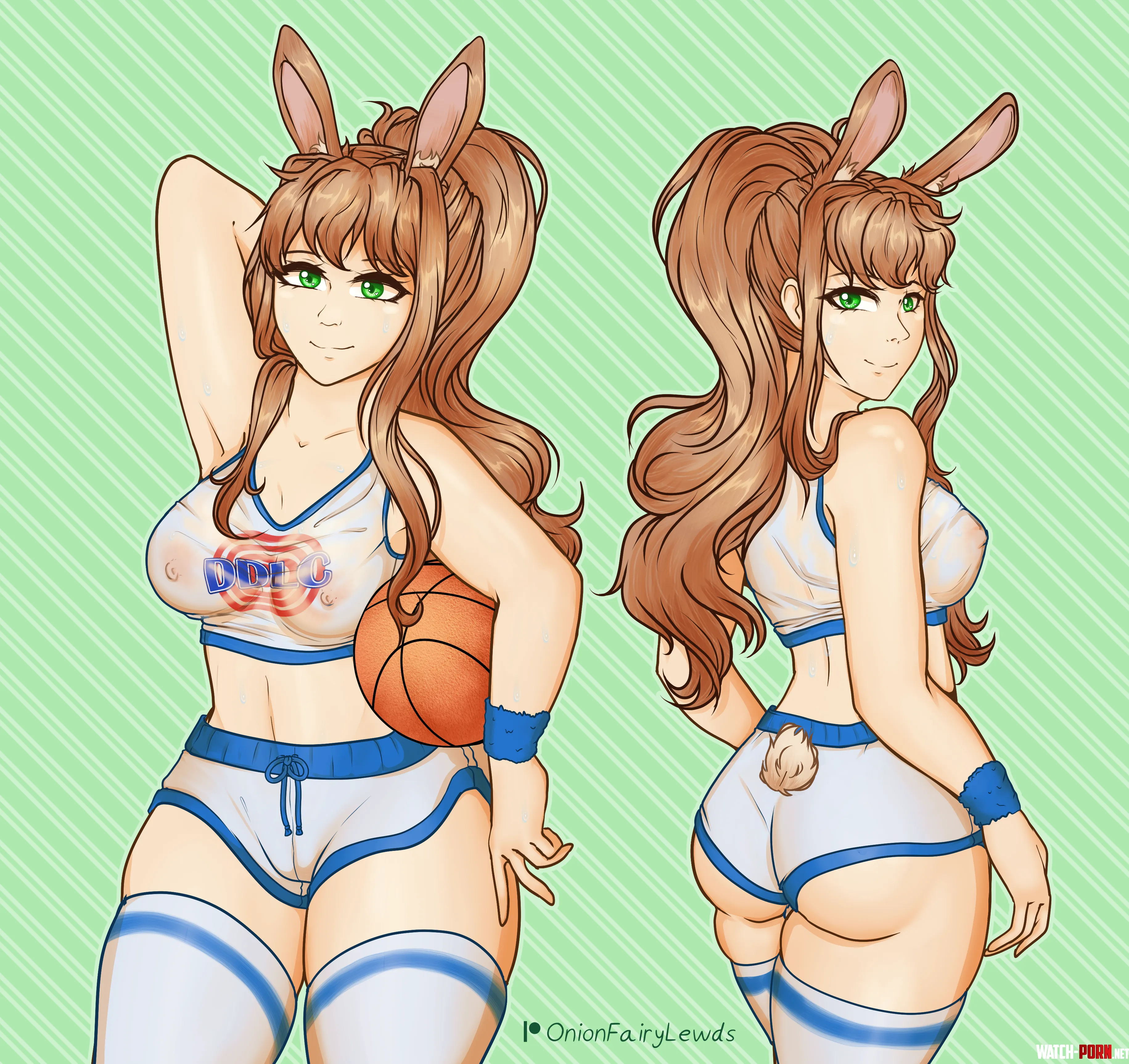 OnionFairyLewds Sweaty Monika as Lola Bunny by OnionFairy99