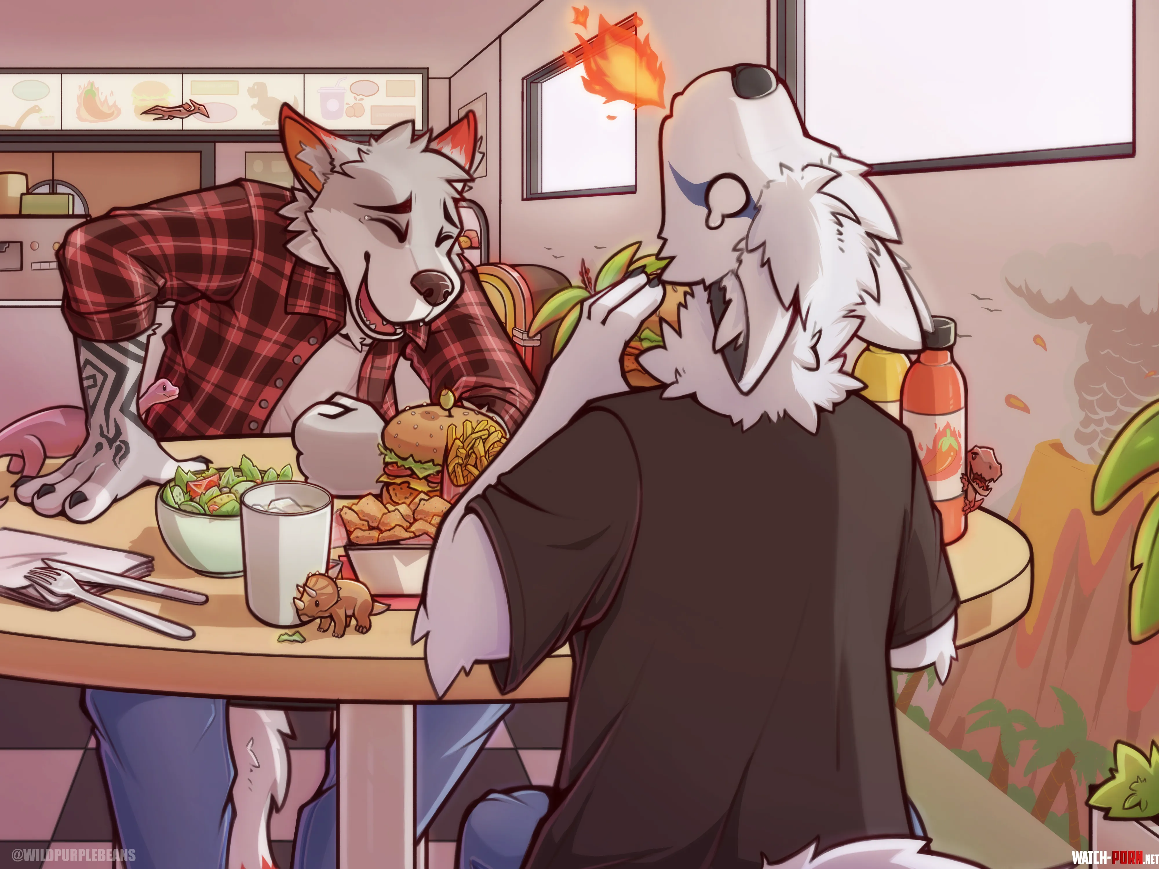 Trying out spicy burgers  by WildPurpleBeans