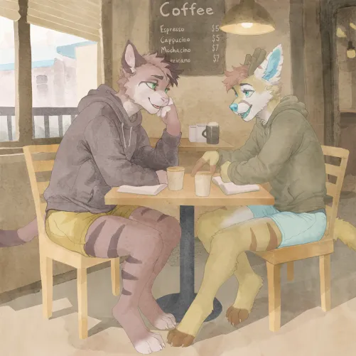 Thumbnail Step into the Furry World with DL2828's Coffee Date LeonCheetah