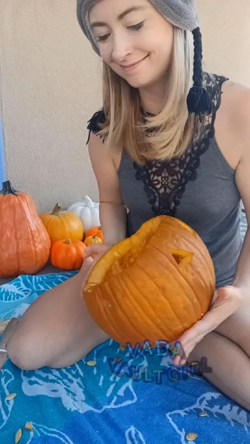 Thumbnail Braless Revelations: Carving Pumpkins with Confidence by Vada_Vaultgirl