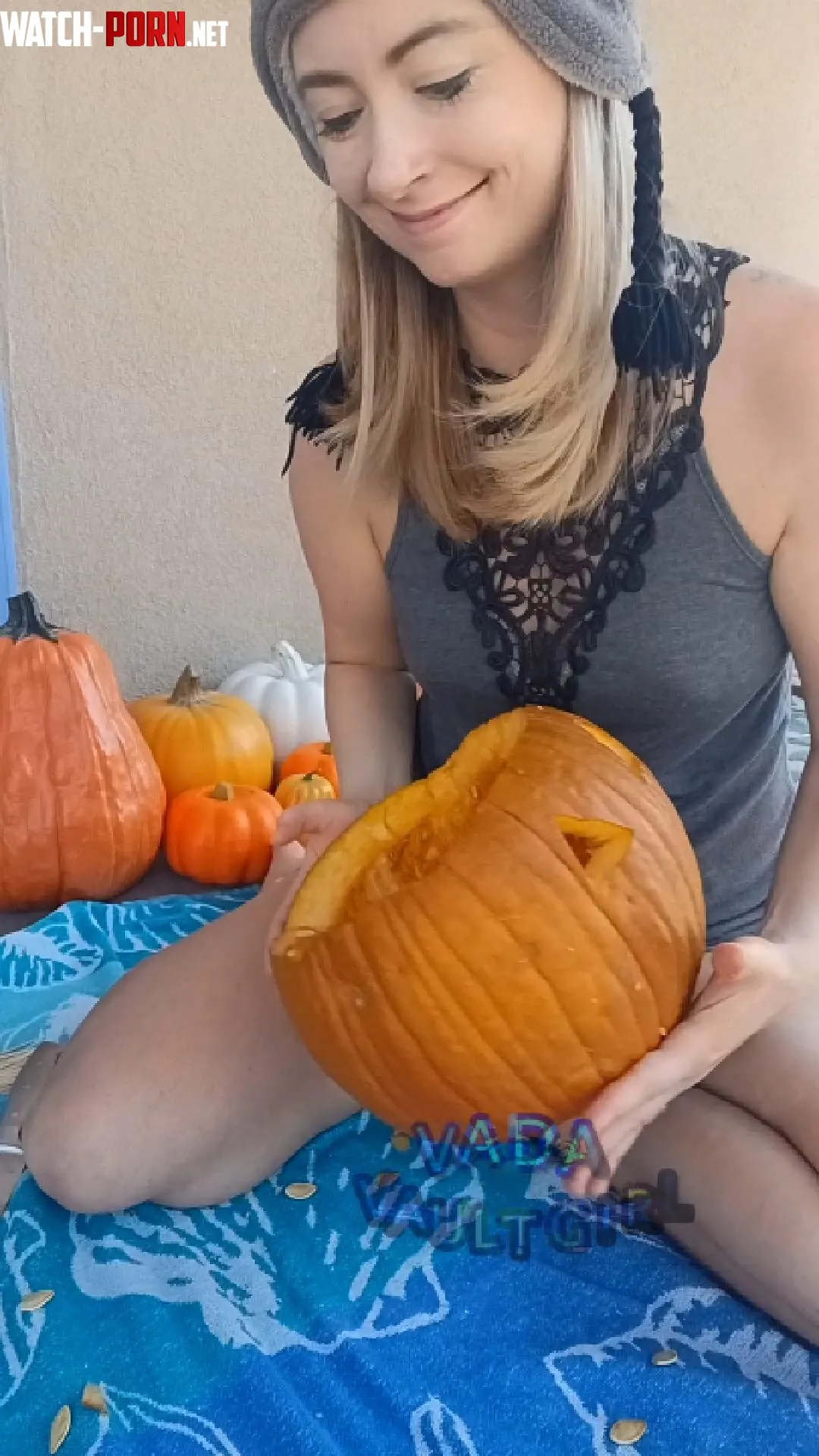 You dont need a bra to carve a pumpkin by Vada_Vaultgirl