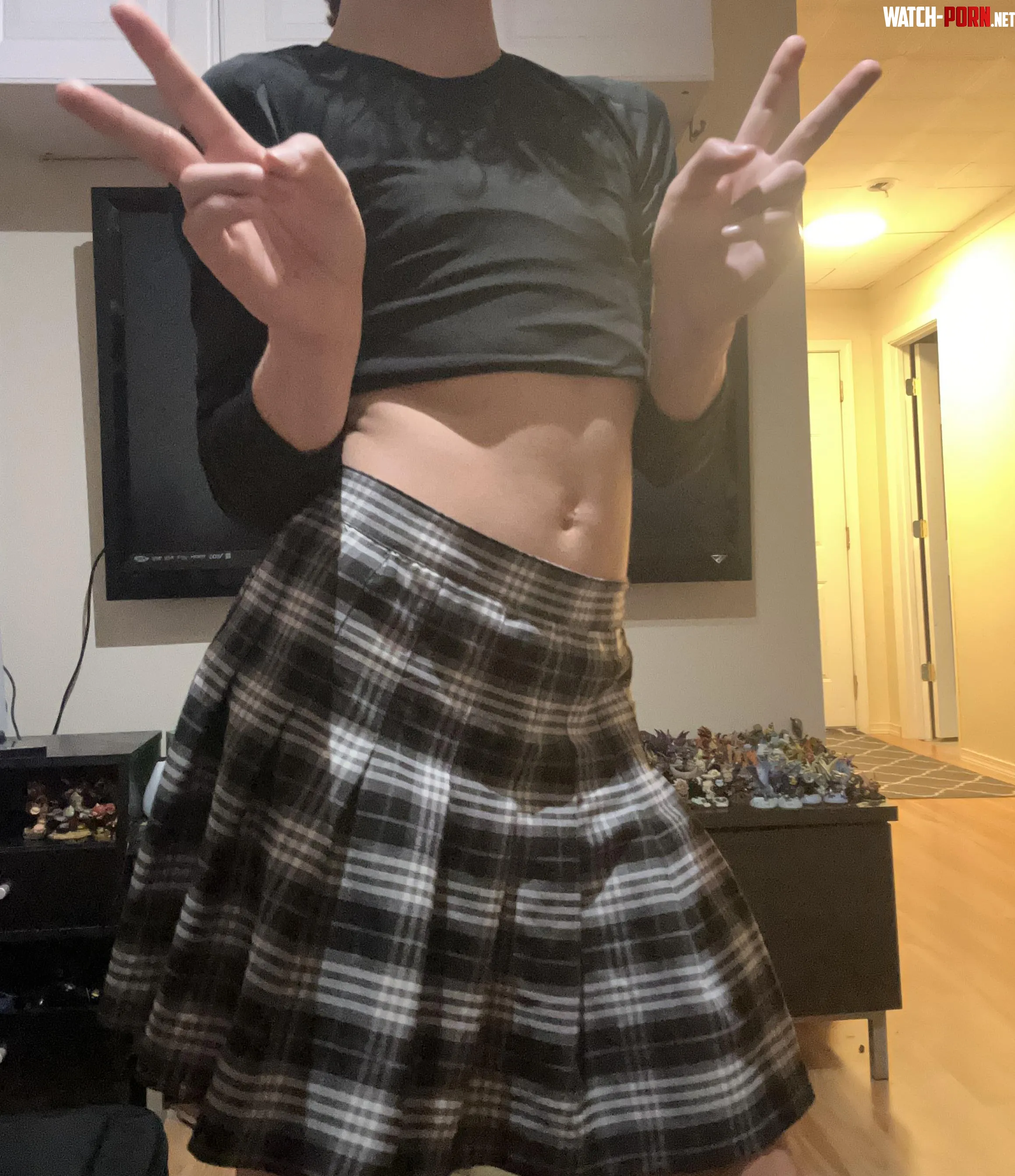 I got my first skirt yesterday thoughts The shirt is just a normal one folded in on its self to look and feel like a crop by afemboylover31