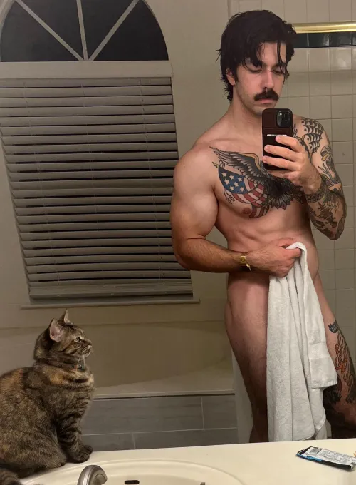 Thumbnail My Cat Says Hi - Check out FredFredburgeer's Cat Tattoos | hotguyswithtattoos