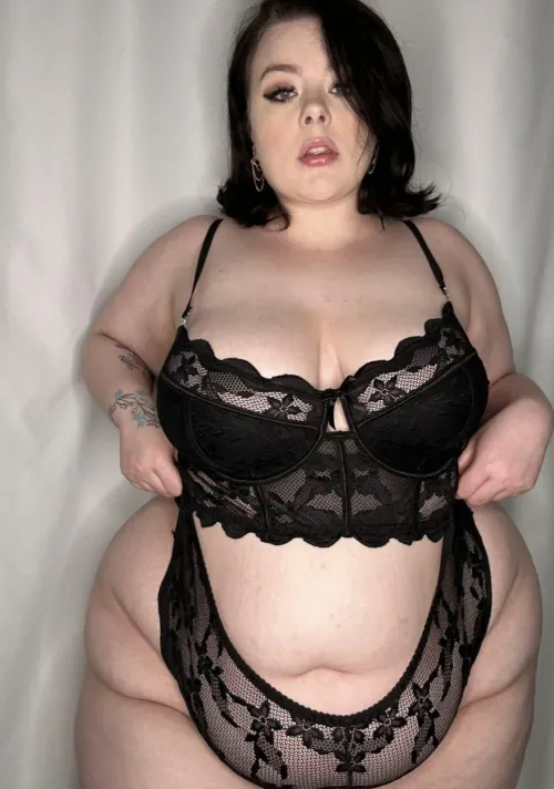 Thumbnail Lingerie Love: Black Elegance by Snowangelcake | Ssbbw