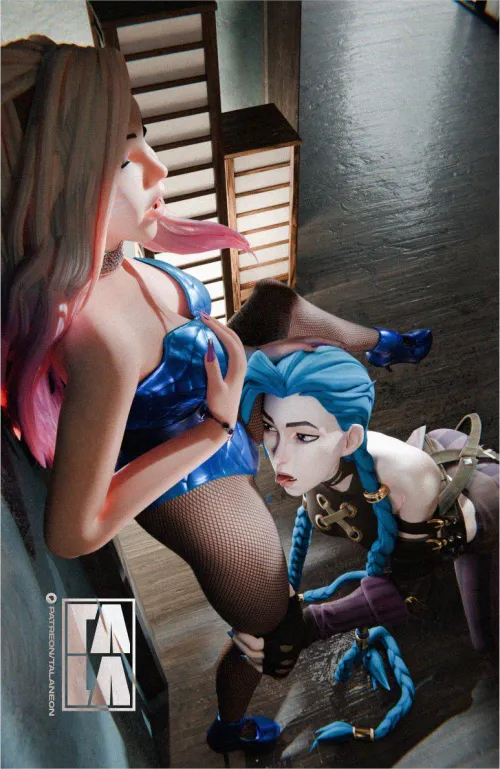 Thumbnail Rule34LoL Delights: Ahri and Jinx Fantasies by Talaneon