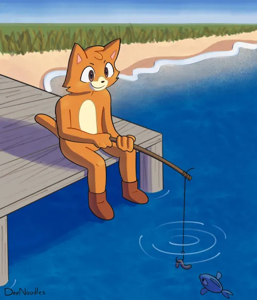 Thumbnail DeeNoodles Goes Fishing in Creative Art | furry