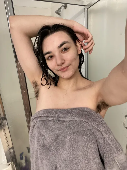 Thumbnail Fresh Out the Shower by XiomaraJaguar | HairyArmpits Unveiled in a Refreshing Context