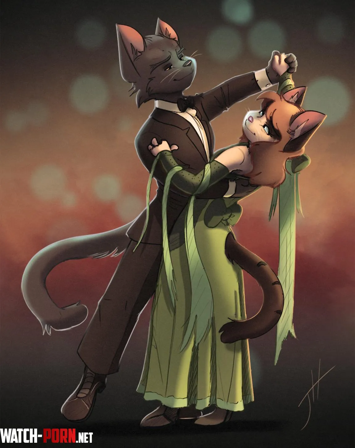 I was challenged to draw my pets as anthros so I made them ballroom dance P by fxscreamer