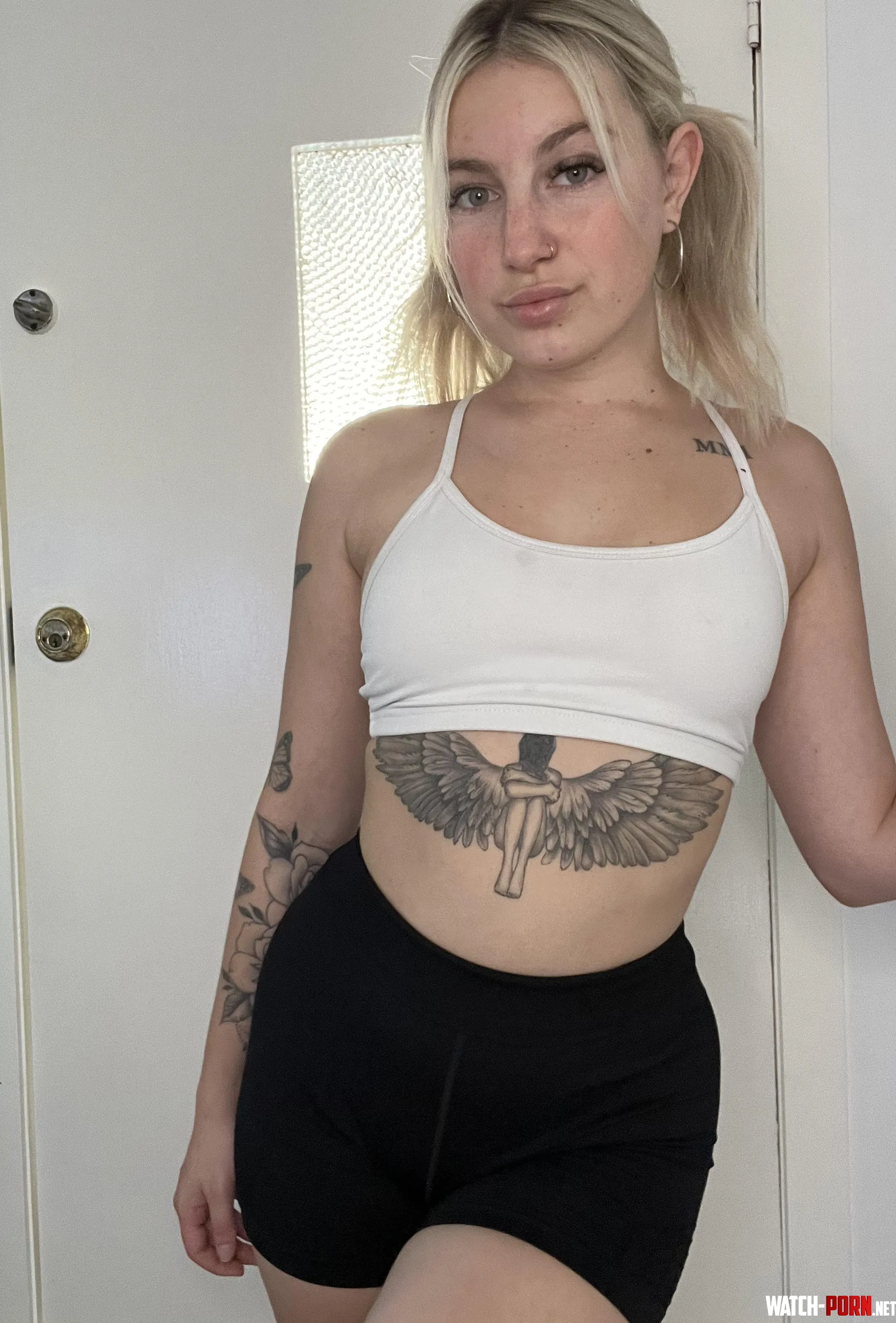 tattooed blonde in pigtails by RegularTheology