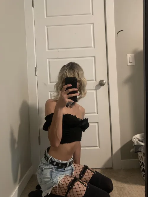 Thumbnail Arkose18 Dives into Fashion: Black Top and Jean Shorts Appeal | femboy