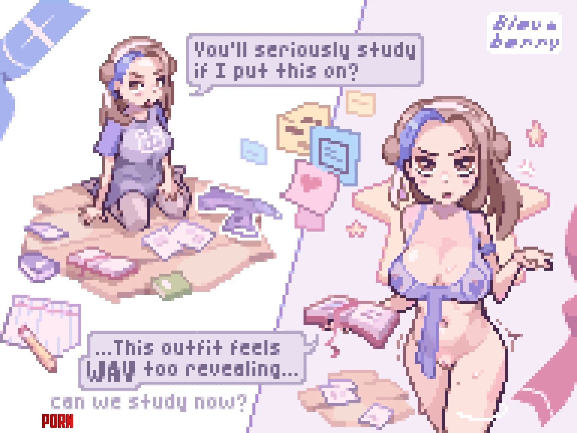 Study sesh with Lucy  by bleuberry_art