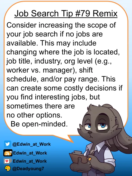 Thumbnail Job Search Tip: Changing Scope for Success by Edwin_at_work | furry