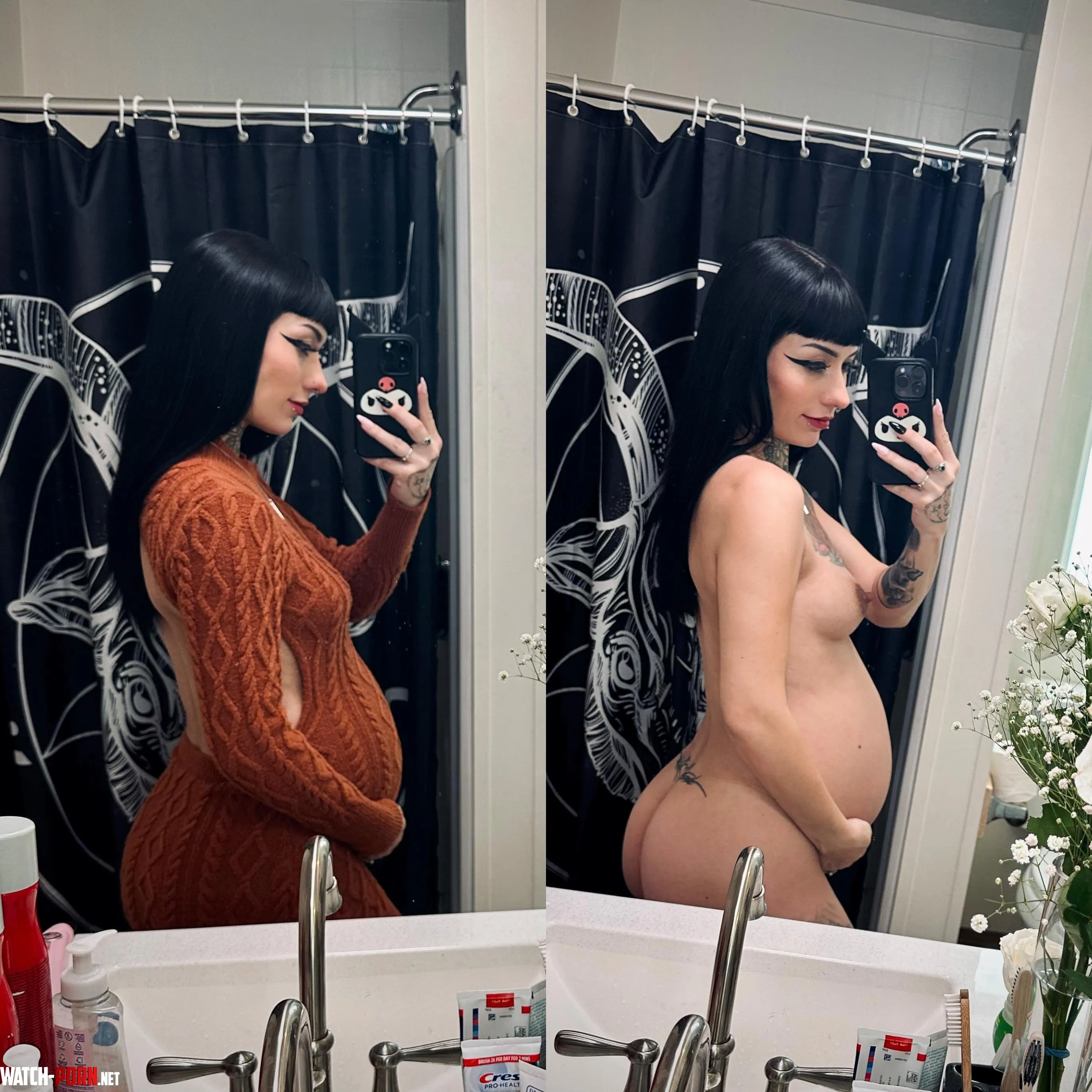 Just a goth babe that was built for breeding 30 weeks pregnant today by Alaska_Mae