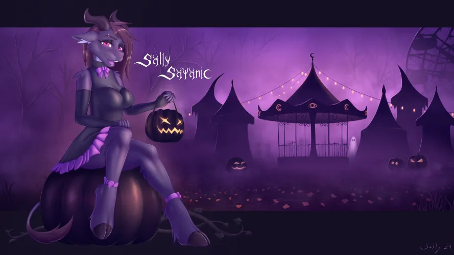 Thumbnail SallySatanic's Halloween Wallpaper Art for Furry Fans