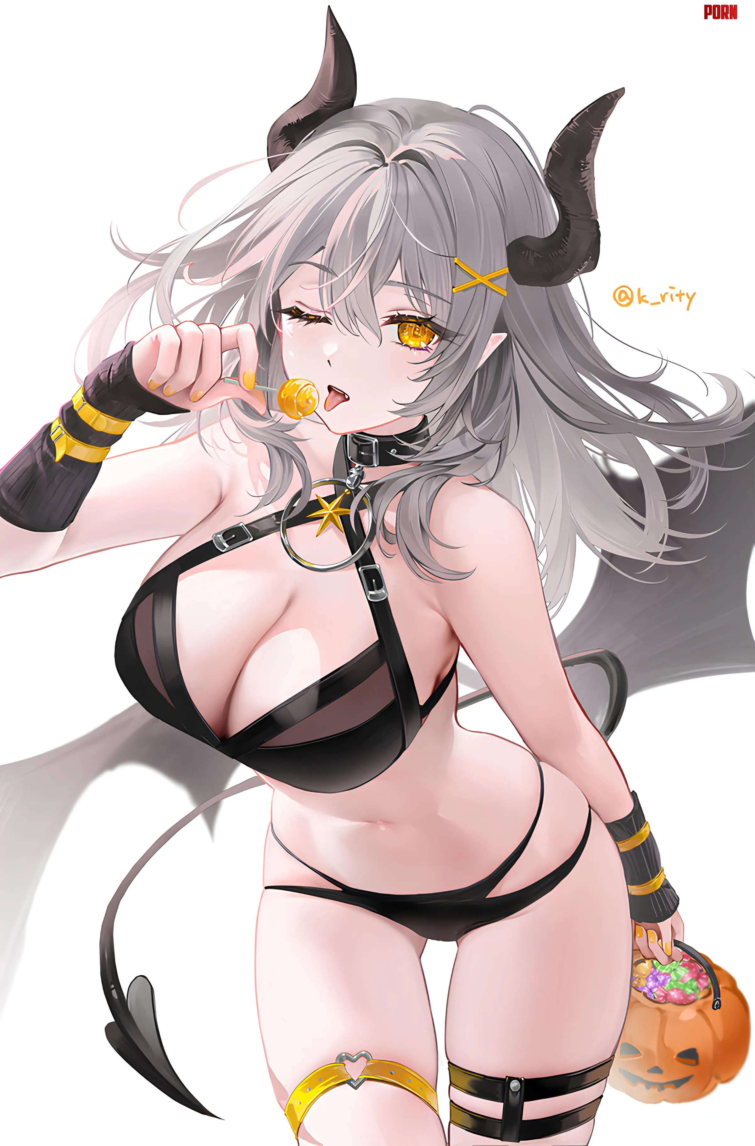 Stelle dressed as a succubus for Halloween Honkai Star Rail by marxsander2016