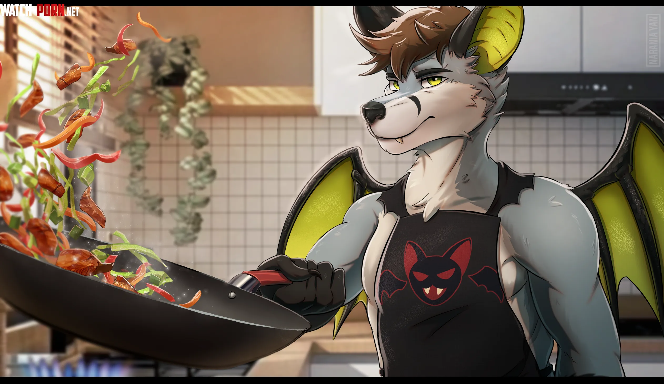 Hes cooking stir fry What are you cooking for dinner Art by me by No_Inevitable8420