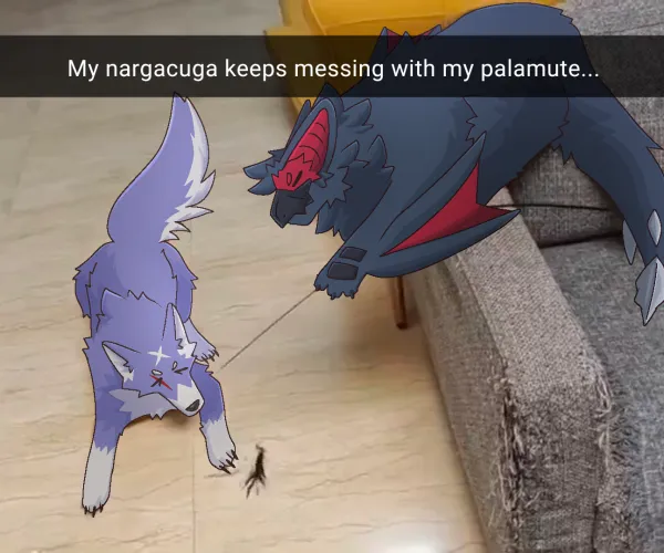 Thumbnail Furry: Adventures of My Nargacuga Teasing Palamute by Used_Dimension1555