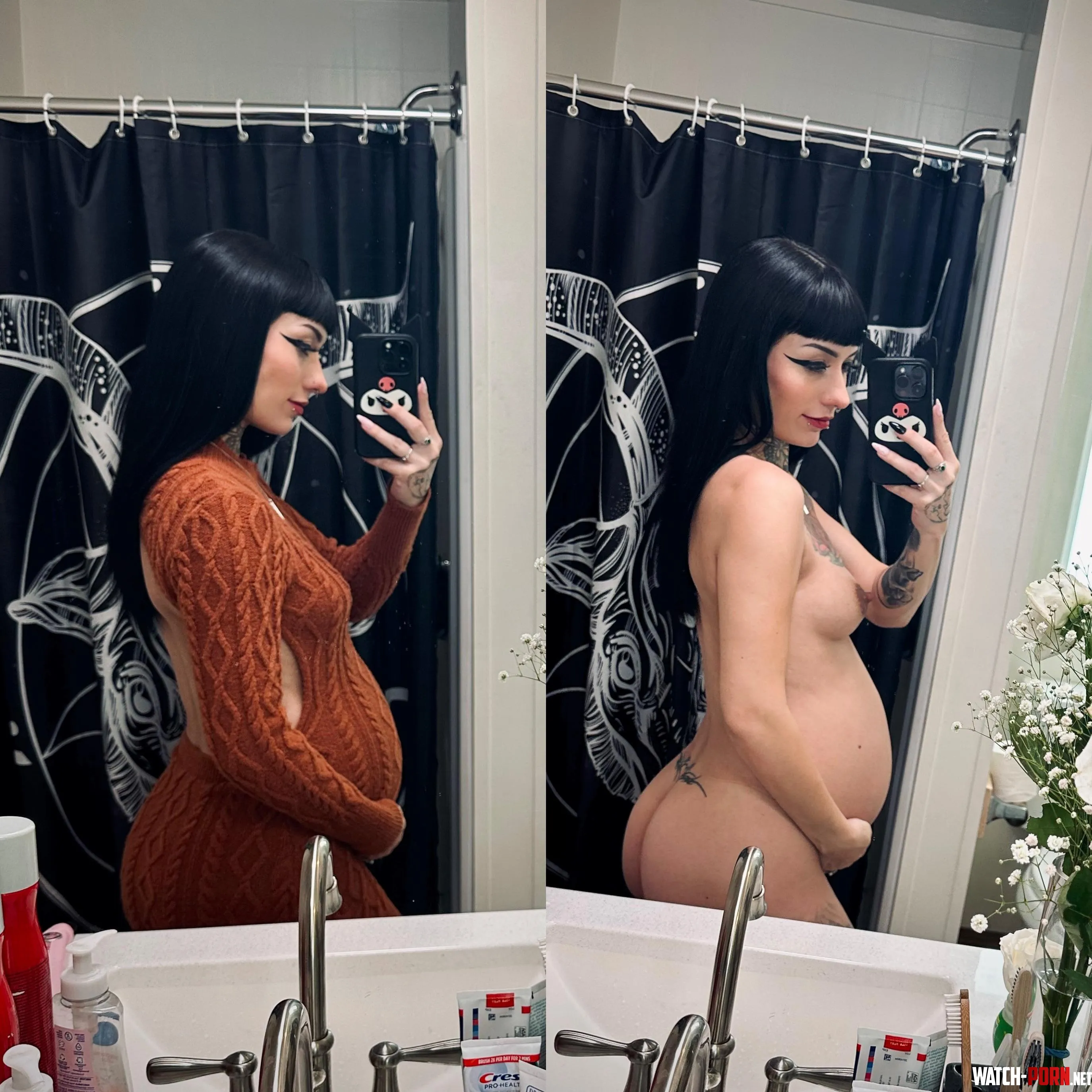 Just a goth babe that was built for breeding 30 weeks pregnant today by Alaska_Mae