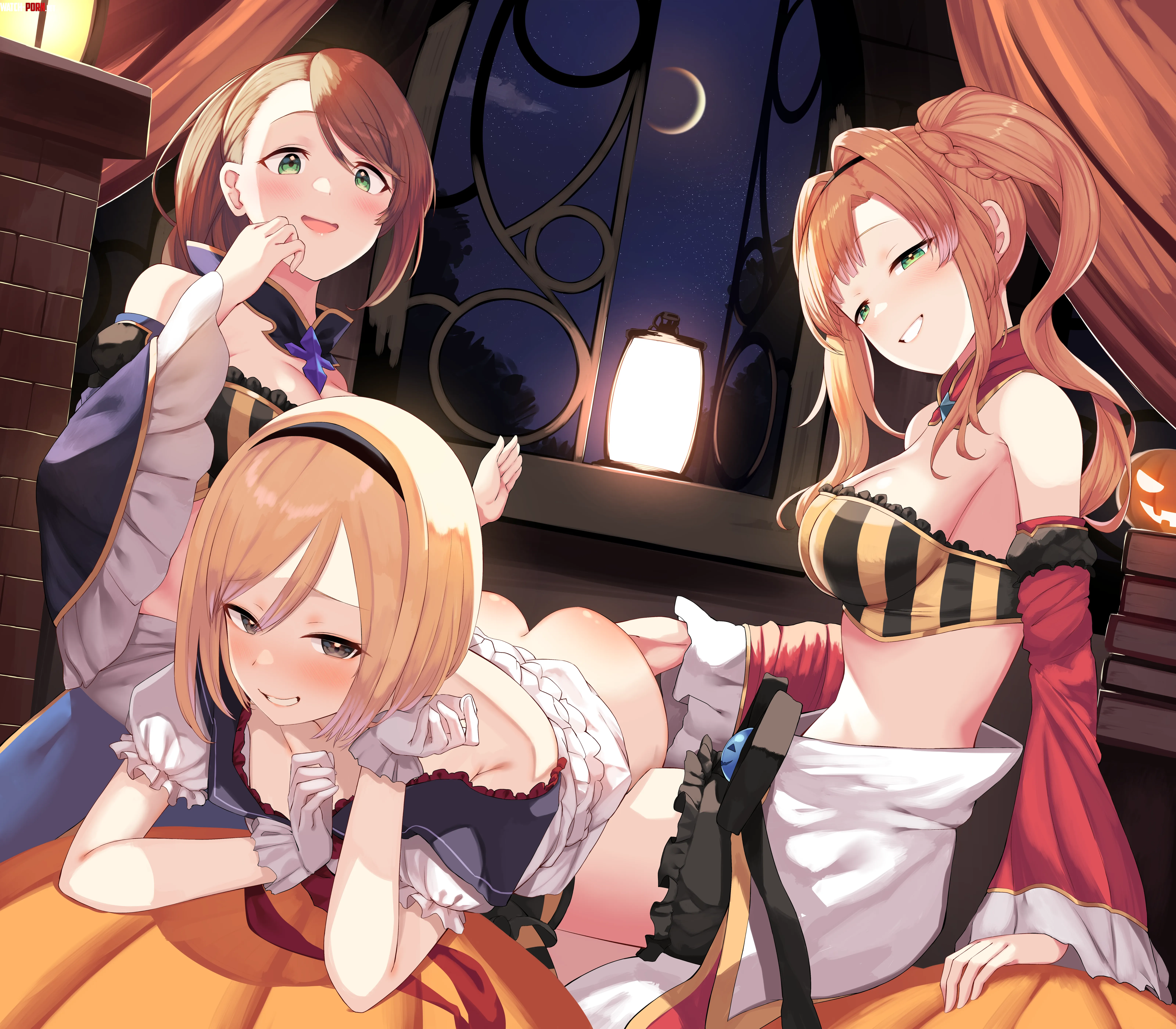 Zeta and Beatrix spank Djeeta to celebrate Halloween Granblue Fantasy by SlientLittleJohnson