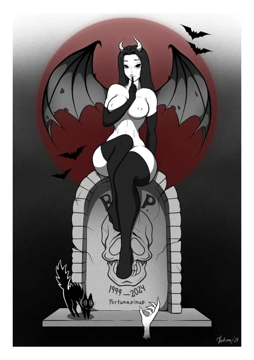 Thumbnail Tempting Demon Girl: FortunaPinup's Seductive Await