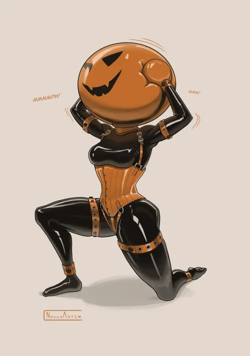 Thumbnail Locked into an Inflatable Rubber Pumpkin - OC | Hentaibondage