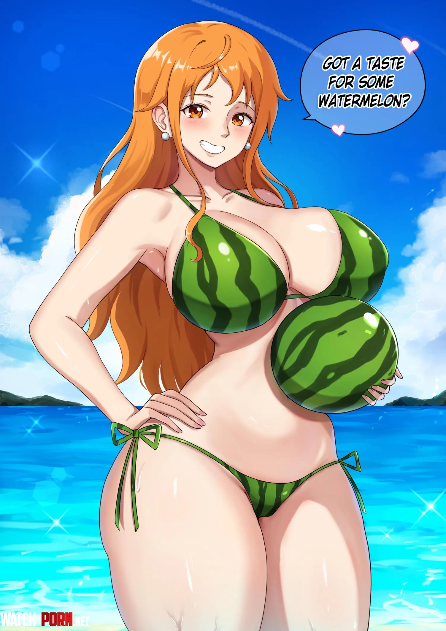 Nami in melon swimsuit Sleeptopione piece by avin8701