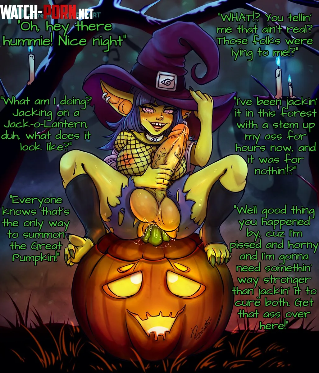 Walking through the woods on Halloween night you find yourself stumbling on a most bizarre ritual Futa Gobtober Halloween Masturbation Artist pururart by K-tonbey