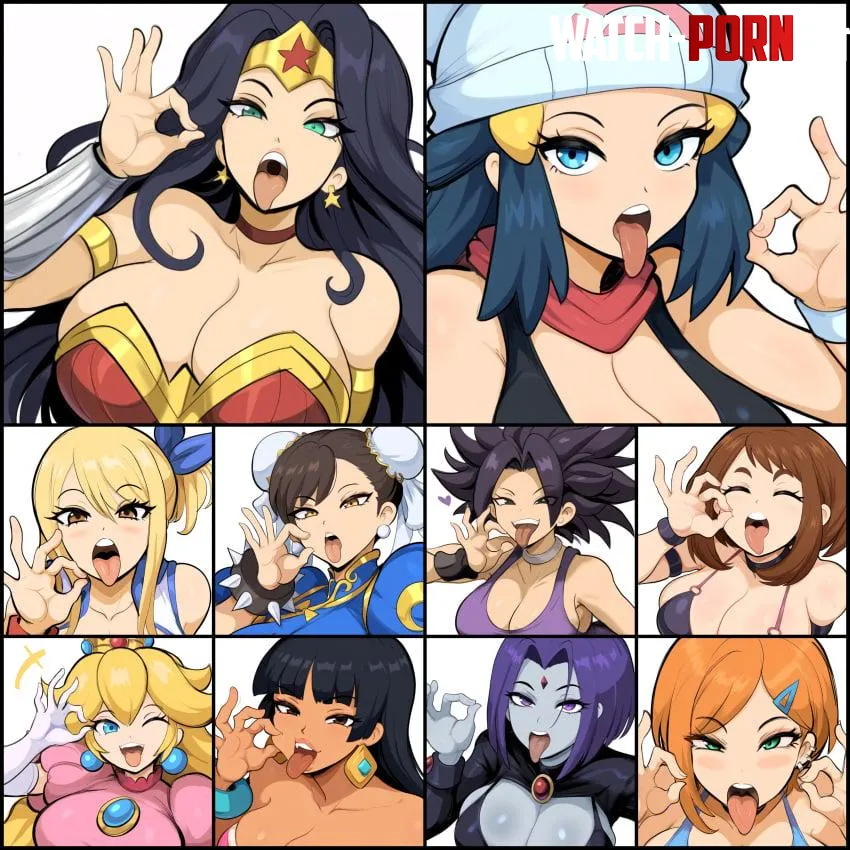 Choose your character Mullon Wonder Woman Dawn Lucy ChunLi Caulifla Ochako Peach Chel Raven Gwen by Godzilla219