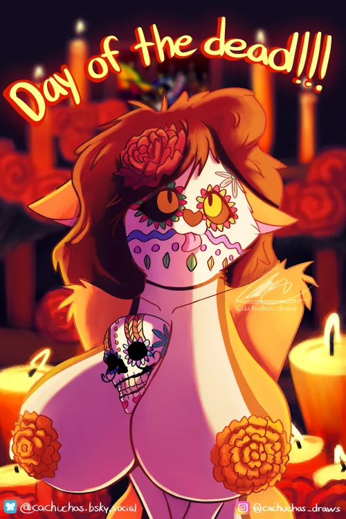 Thumbnail Furry Art: Feliz da de los Muertos by Cachuchotas