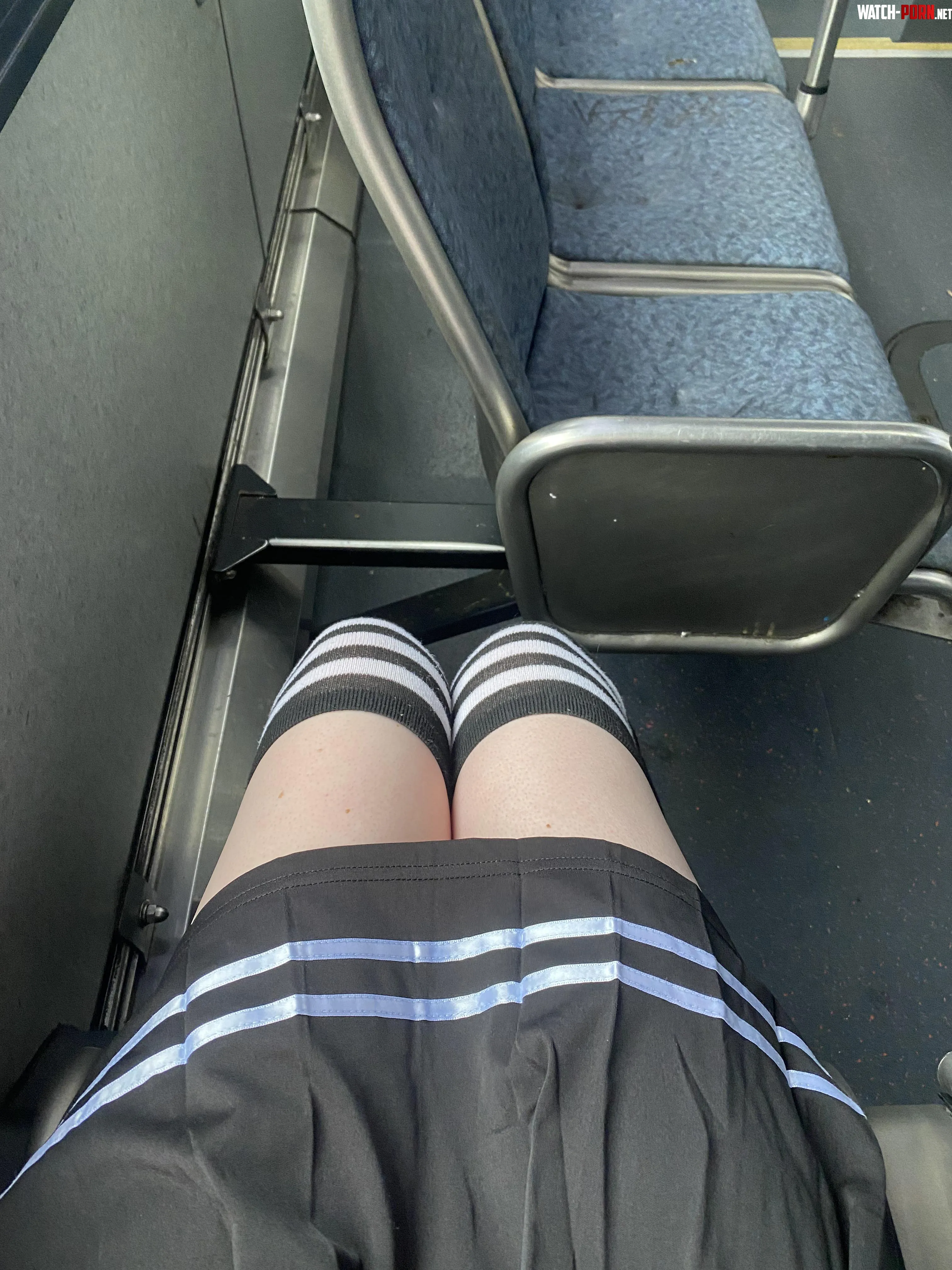 First time wearing a skirt and thigh highs in public It feels nice but incredibly nervous haha Also wearing a crop top showing off my tummy a bit gtlt by LeastPervertedFemboy