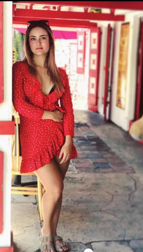 Thumbnail Classy Redhead Stuns in Red Dress - Elegant Beauty