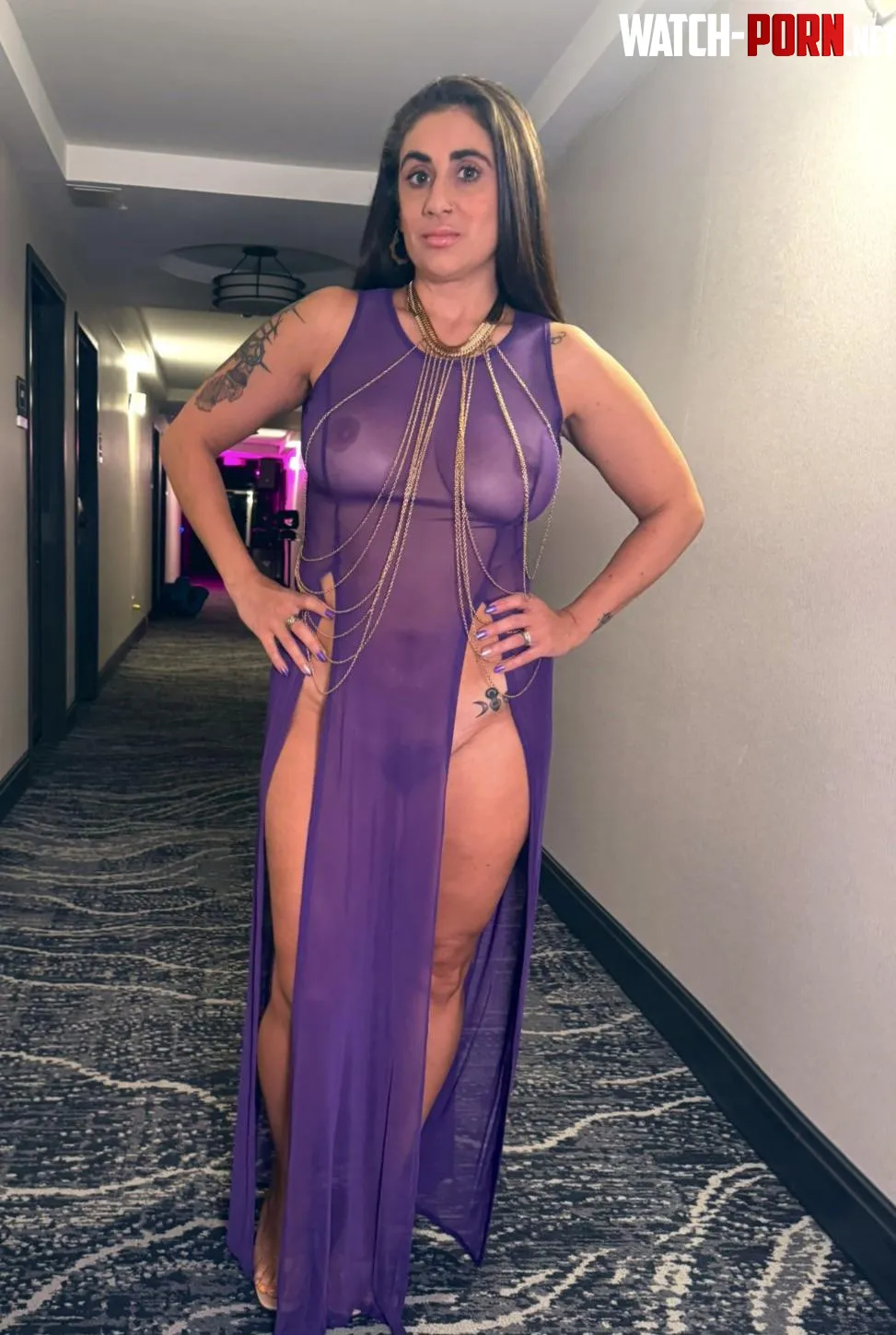 Current situation pic from the hotel hallway Heading out bar hopping with my Husband to meet with a handful of his friends  Maybe they will like my dress and want to party later on too  by FullBushHotwife