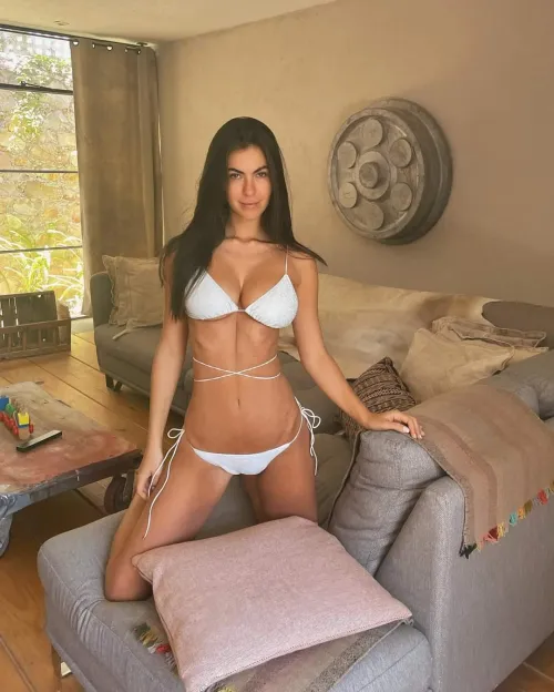 Thumbnail White Bikini Allure: Couch Vibes with Professional-Bar2346